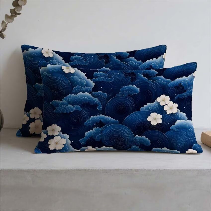 Housse de coussin 60x90cm imperméable violette effet lin avec impression double face - 3