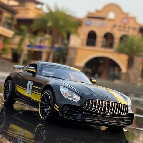 Image of 1:32 Diecast Metal Car AMG GTR Toy Car Model Die cast Metal Toy Car Light Soung Pull Back Openable Door