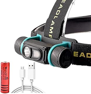 Rechargeable Head Torch, Super Bright 3000 Lumen Removable LED Headlight, 180° Adjustable, 6 Modes, Lightweight Waterproof Mini Headlamp with 18650 Battery for Fishing Camping Cycling Running