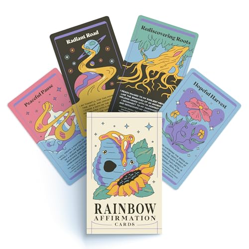 PURPLE CANYON 52-Card Rainbow Intention Affirmation Deck – Mindfulness, Manifestation & Self-Care Cards for Daily Inspiration and Weekly Reflection