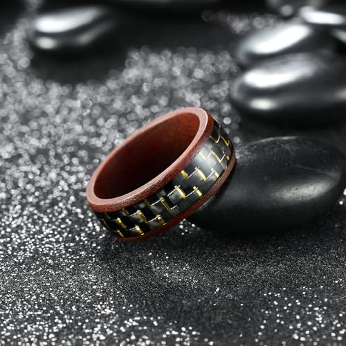 King Will Mens Wooden Wedding Band 8mm Nature Koa Wood Wedding Rings with Inlay2