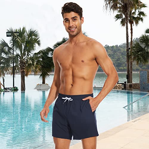 Arcweg Mens Swim Trunks with Compression Liner 5.5" Inseam Quick Dry Board Shorts with Zipper Pockets Bathing Suit2