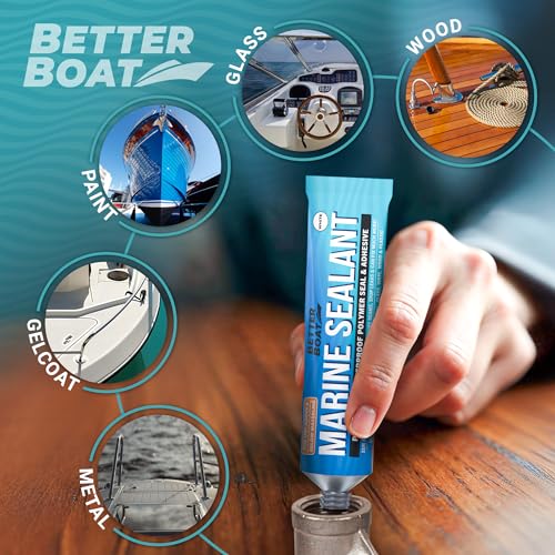 Image of Marine Sealant and Adhesive, Waterproof Marine Grade Caulk | High-Temperature Water Sealant for Boat, Auto, and RV, Silicone-Free, White, 1 Tube, 3 Oz