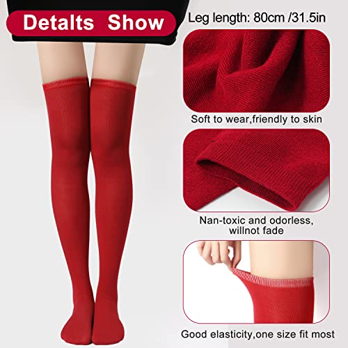 Image of KINBOM 1 Pair Thigh High Socks, Cotton Soft Knee High Long Stockings Women Leg Warmers for Wednesday Christmas Cosplay