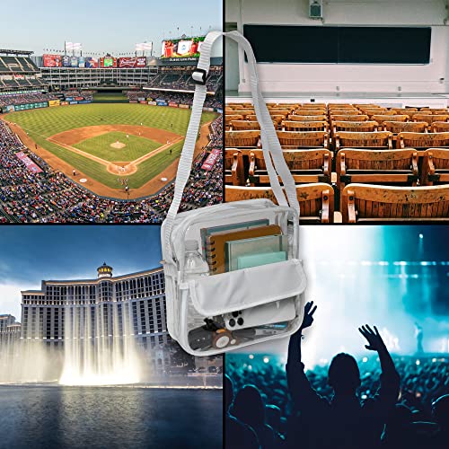 Clear Crossbody Bag - Small Stadium Approved Transparent Waterproof Vinyl Crossbody Tote With Handles & Outer Pocket, Purse For Stadium, Concert & Sporting Events, Lunch, Beach, Travel, Security #TOP5