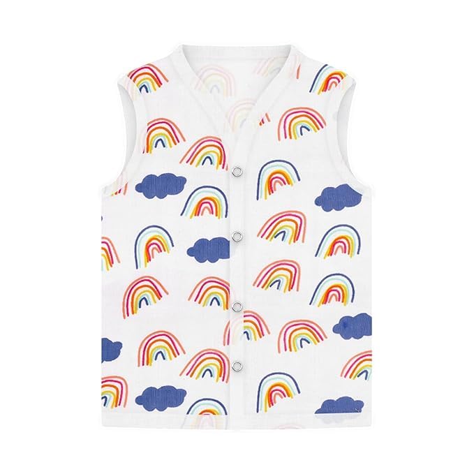 Image of 100% Cotton Muslin Button Jabla | White Jhabla | for Boys & Girls | Summerwear Jabala | Sleeveless Vest | Baby Products