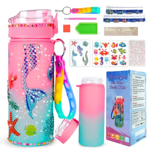 AMFUN Sirène Bricolage Gourde Fille DIY, Créatifs Bricolage Gourde Enfant Anti Fuite, Kit de Loisir Créatif Activites Manuelles pour Enfants 2-12 Ans,...