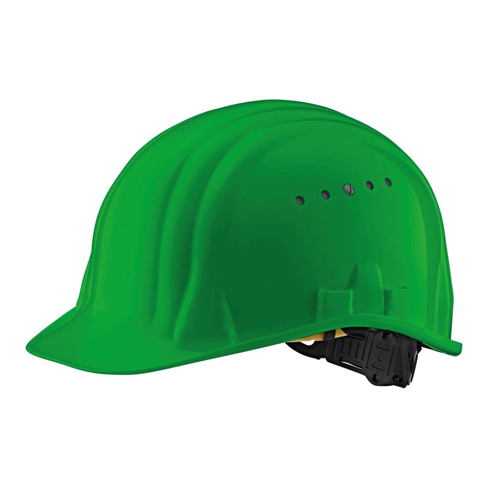 Casco de seguridad con canaleta de lluvia moldeada, para anchos de cabeza de 52 a 63 cm.