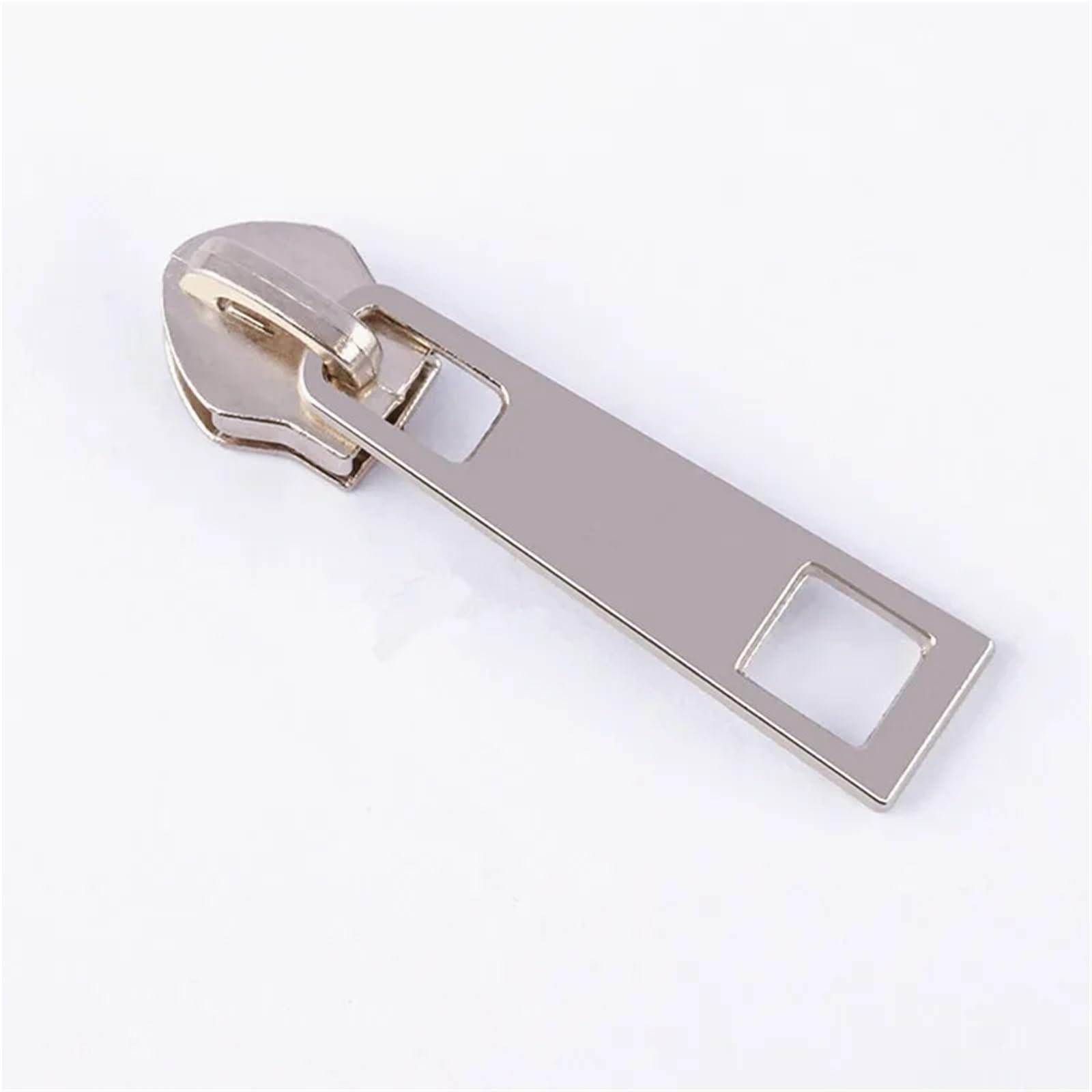 Tiradores de cremallera, 200 unidades, 5#, metal, nailon, dorado y plateado, tirador de cabeza deslizante para manualidades, bolsa de trabajo a mano (plateado)