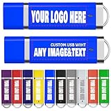 Custom USB Flash Drive 2GB 10 Pack Customized Thumb Drive Customizable USB Drive Logo Print FEWINA Branding with Personalized USB Stick (10 Pack,10 Color Options)
