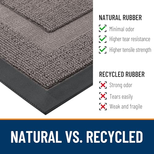 Image of OLANLY Front Door Mat Indoor Outdoor Entrance, Waterproof All-Season, All-Weather Doormat, Sturdy Natural Rubber, Low Profile, Easy Clean Patio Porch Entryway Mat, 29.5x17, Taupe