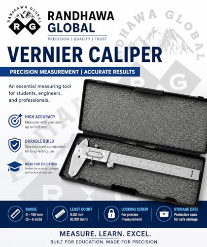 Image of RG Vernier Caliper Slide Caliper Measures 0-12.5cm x 0.1cm,with Storage Box || Metallic || Laser Printed (2)