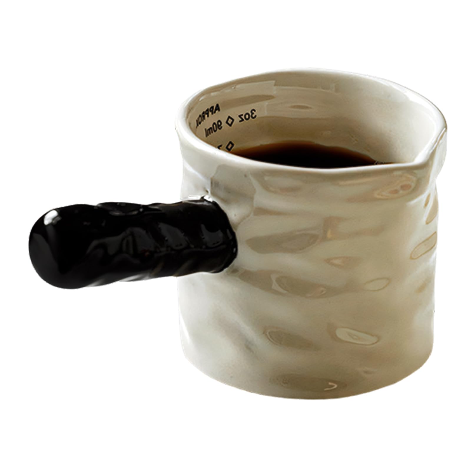 ZEPFJHE Sturdy Porcelain Milk Measure Cup with Ergonomic Handle Kitchen Dispenser for Comfortable Use in Coffee Brewing Tiny Frother with Indicators