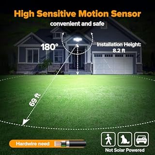 LUTEC 80W 9000LM LED Security Light Hardwire Motion Sensor Outdoor Lights, 4 Head LED Flood Lights Outdoor 5000K Daylight, IP65 Waterproof, Motion Detected Lights for Outside, Garage, Yard (Black)