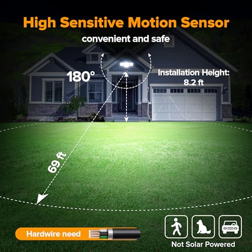 LUTEC 80W 9000LM LED Security Lights Motion Sensor Outdoor Lights, 4 Head LED Flood Lights Outdoor 5000K Daylight, IP65 Waterproof, Motion Detected Lights for Outside, House, Garage, Yard (Black) by LUTEC - Image 3