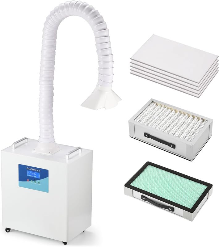 Image of BAOSHISHAN BAOSHIAHAN Solder Fume Extractor for Laser Engraver, 200W Strong Suction Smoke Absorber, 10 Speed 3-Stage Filters Fume Extractor with Timer Function for Soldering Welding 3D Printing