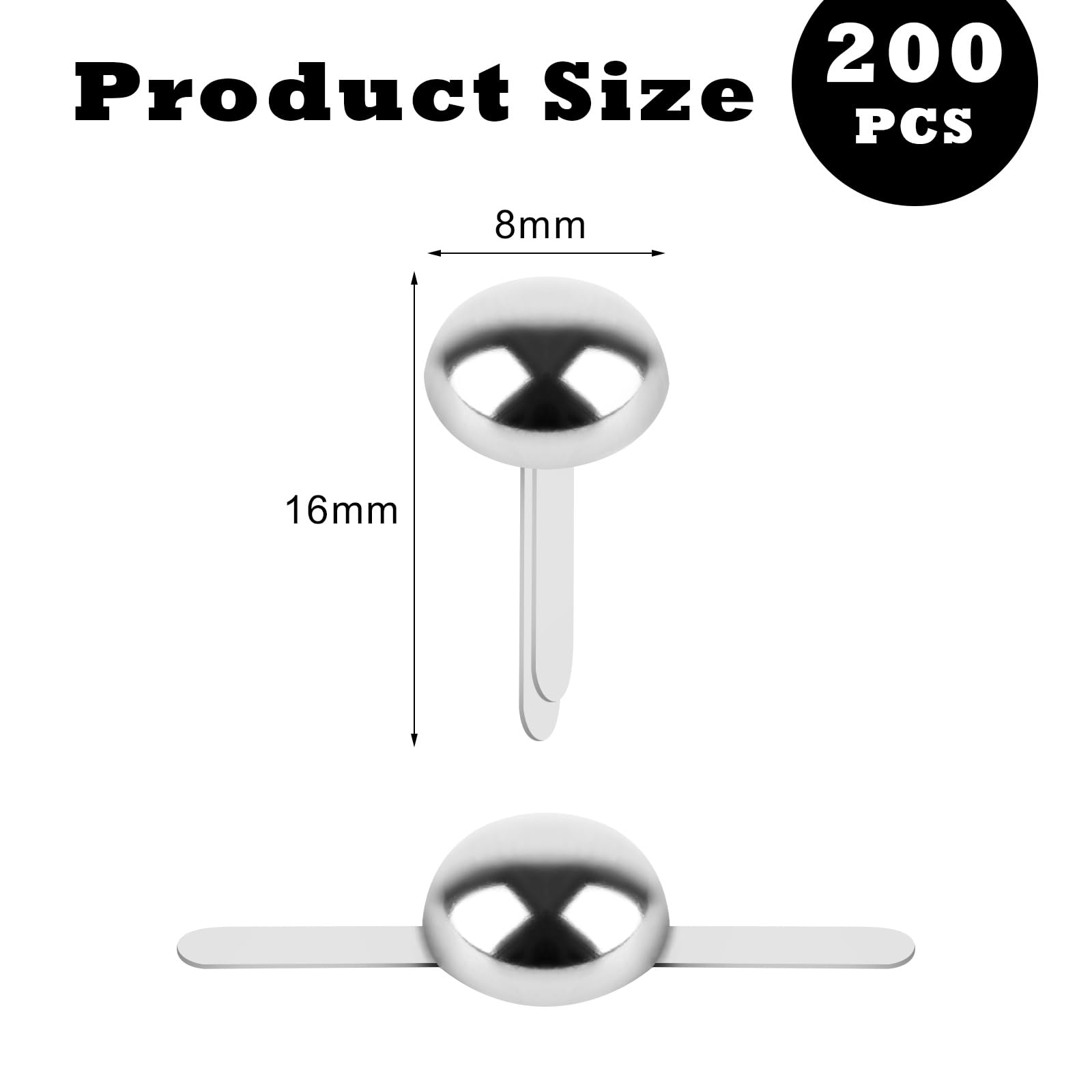 Fermacampioni Scrapbooking 200 Pezzi 8x16 mm Metallo per Carta DIY