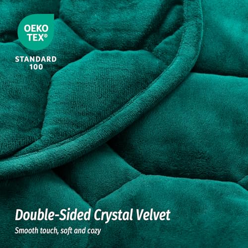 Image of Wemore Weighted Lap Blanket 7lbs, 24x29 Small Travel Blankets for Adults | Weighted Lap Pad for Relaxation, Stress Relief & Better Sleep; Soft Blankets Throw; Machine Washable; Glass Beads; Dark Green