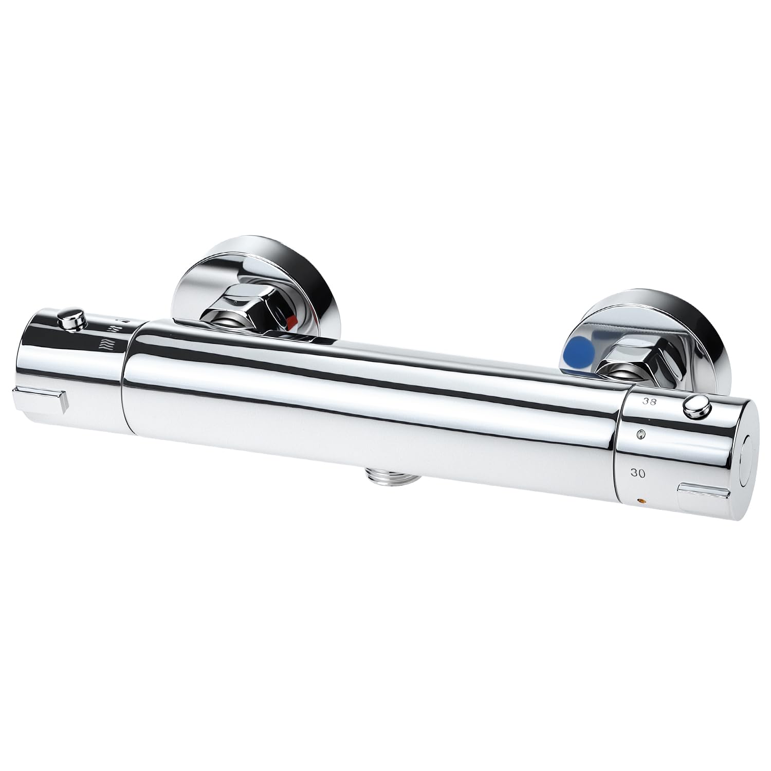 QWORK® Grifo Ducha Termostático de Latón con Válvula Antiquemaduras y Ahorro de Agua, Acabado Starlight