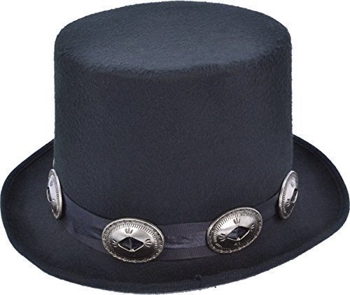 Adult Men's 1980's Top Fancy Dress Party Slash Rocker Style Hat with Buckles Black