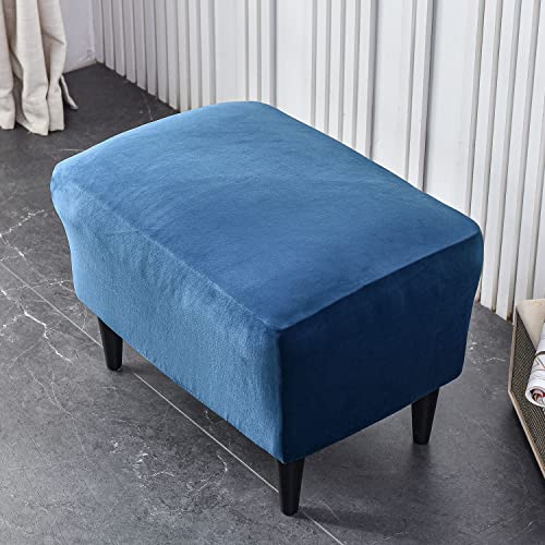 Funda rectangular para taburete de almacenamiento y protector elástico azul 3