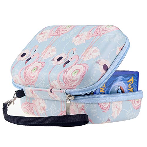 Preisvergleich Produktbild Brappo Hartschalenkoffer mit Aufbewahrungstasche für Pokemon Trading Cards, Kartenhalter mit abnehmbarem Teiler (Flamingo)