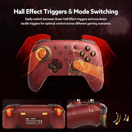 Image of 8BitDo Ultimate 2 Wireless Controller with TMR Joysticks for Windows & Android, Gaming Controller with Switchable Hall Effect /Tactile Triggers, RGB Fire Ring, 8Speed Wireless Tech, Charging Dock,WUCHANG: Fallen Feathers-Red