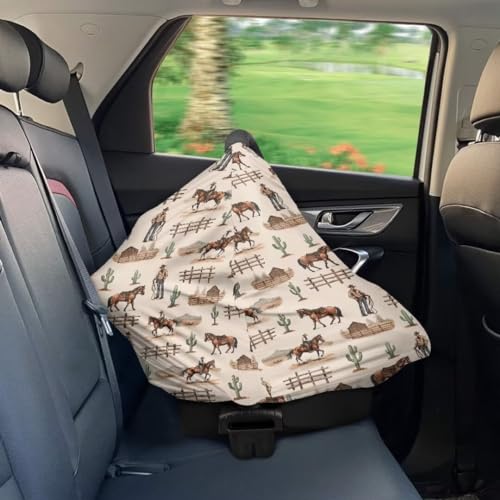 Image of Coldinair Cowboy Stretchy Baby Car Seat Covers for Boys Girls,Soft and Comfortable,Multiuse for Nursing Breastfeeding Covers,Shopping Cart /High Chair /Stroller Covers,Scarff