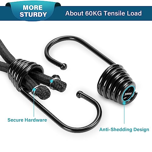 Abma Cord Bungee Cords with Hooks 15cm 20Pcs Small Bungee Ropes with Hooks Elastic Bungee Loops for Tarpaulin Tent, Camping - Image 4