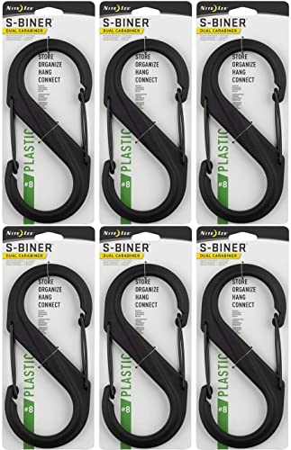 Nite Ize S-Biner Plastic #8 Tactical Black Dual-Gated Carabiner (6-Pack)