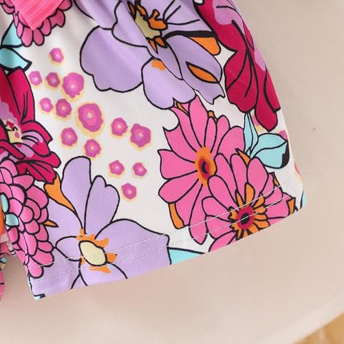 Image of Azmxynol Toddler Girls Clothes Cap Sleeve T-Shirt + Bowknot Print 2pcs Summer Shorts Outfit Set For Girls, Size 4-8 Years