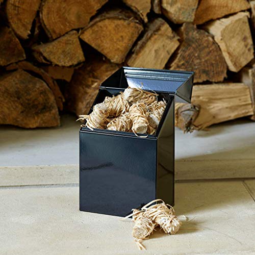 Valiant Aufbewahrungsbox für Feueranzünder, Metallbehälter mit Klappdeckel, Schwarz