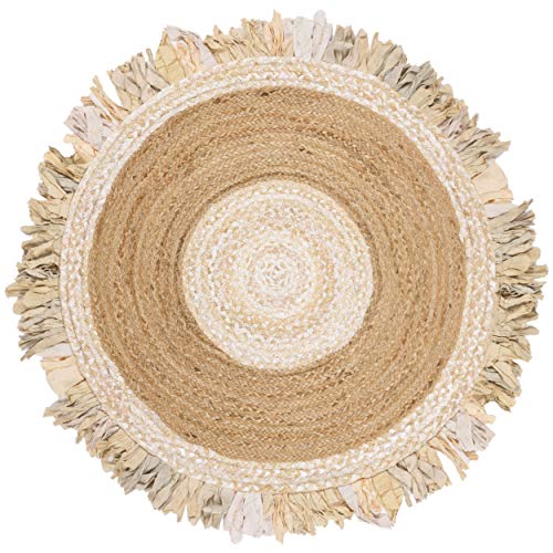 Tapete redondo 4' SAFAVIEH Cape Cod Beige y natural miniatura 4