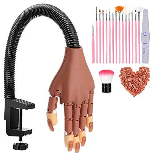 Nail Hand Practice, Nail Display Manicure Supply, Flexible Movable False Training Hands Diy Nail Practice, Acrylic Nail Technician Manicure Supply (Nail Hand With Nail Brushes) #TOP13