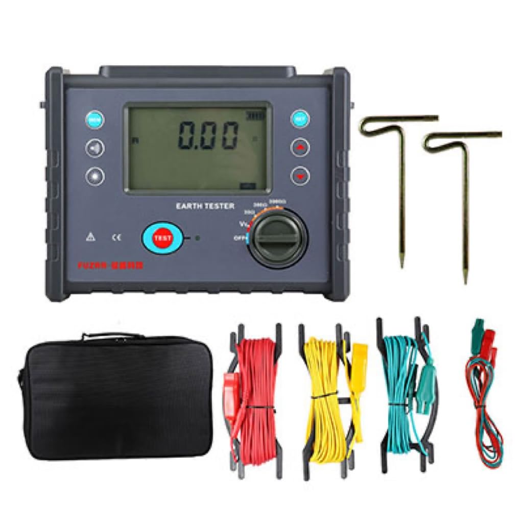 Ground Resistance Testers with LCD Display Earthing Resistance Range 0.01Ω～3000Ω Accuracy±1.5% rdg±5dgt for Measuring Earth Resistance, Voltage to Earth, Low Value Resistance