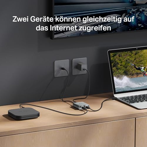 TP-Link EH210 LAN Splitter 1 auf 2 (Gigabit Ethernet Splitter) | inkl. USB-Stromkabel & Cat 5e Netzwerkkabel | Aluminiumgehäuse… – Ansicht 5
