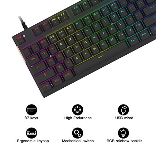 Image of MOTOSPEED Professional Gaming Mechanical Keyboard RGB Led Backlit Wired with Anti-Dust Proof Switches for Gaming Keyboard for Mac & PC (Black, 87 Key Red Switches)