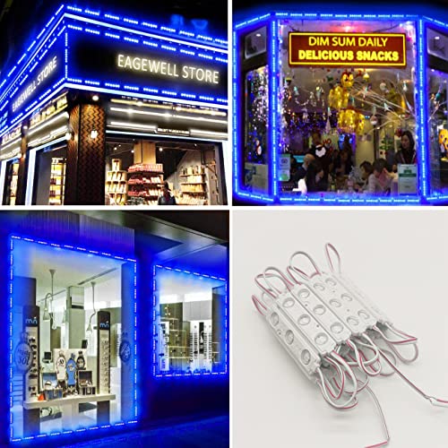 Image of LED Module, LED Windows Lights Blue 100pcs 49.8 Ft 5730 SMD 150LM Per LED Module IP65 Waterproof Decorative Light for Advertising Signs with Tape Adhesive Backside (Blue Light)