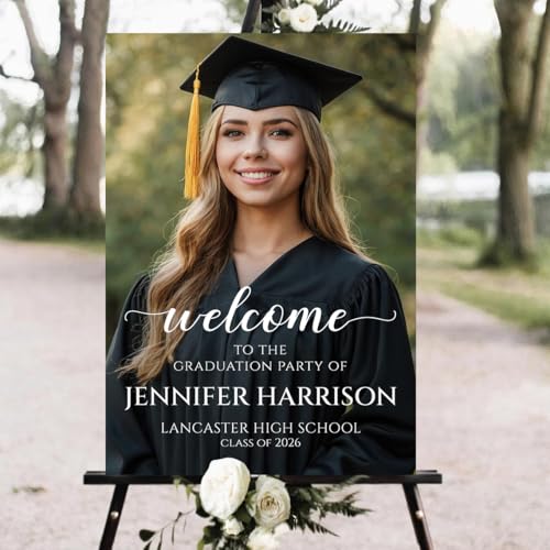 Personalized Graduation Party Welcome Sign With Photo Graduation Decorations Senior 2026 Yard Sign Custom Graduation Yard Signs Class of 2026 High School College Sign For Graduation Party #13