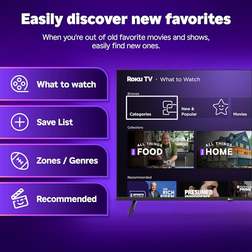 Roku Smart TV 2025 – 50-Inch Select Series, 4K HDR TV – RokuTV with Enhanced Voice Remote – Flat Screen LED Television with Wi-Fi for Streaming Live Local News, Sports, Family Entertainment
