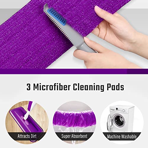 Mops For Floor Cleaning, Mops For Floor Cleaning With 3 Washable Reusable Mop Pads Head And 14Oz Refillable Spray Bottle Microfiber Wet Dry Dust Mop For Home Hardwood Laminate Floor #TOP4