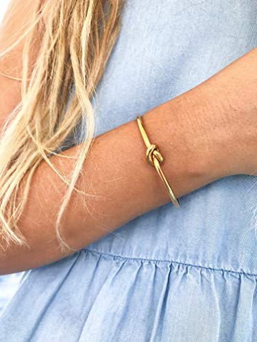 Altitude Boutique Cuff Bangle Gold Bracelets for Women | Tie The Knot Love Bracelet for Bridesmaid Gifts | 18K Gold Plated, Adjustable Best Friend Bracelets4
