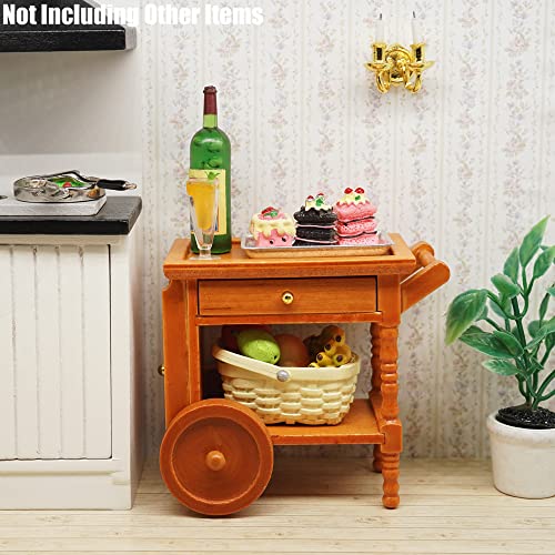 Odoria 1/12 Carrinho de Serviço Miniatura Acessórios de Cozinha para Casa de Bonecas