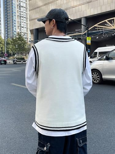 Men's Slim Fit Sweater 1pc Striped V-Neck Sweater Vest2