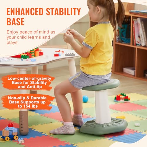 Image of VEVOR Kids Wobble Chair Active Chair with Sponge Cushion, Wobble Stool Improves Focus, Posture and Calm Children, Ideal for Schools and Preschools, Age 3-7, Green