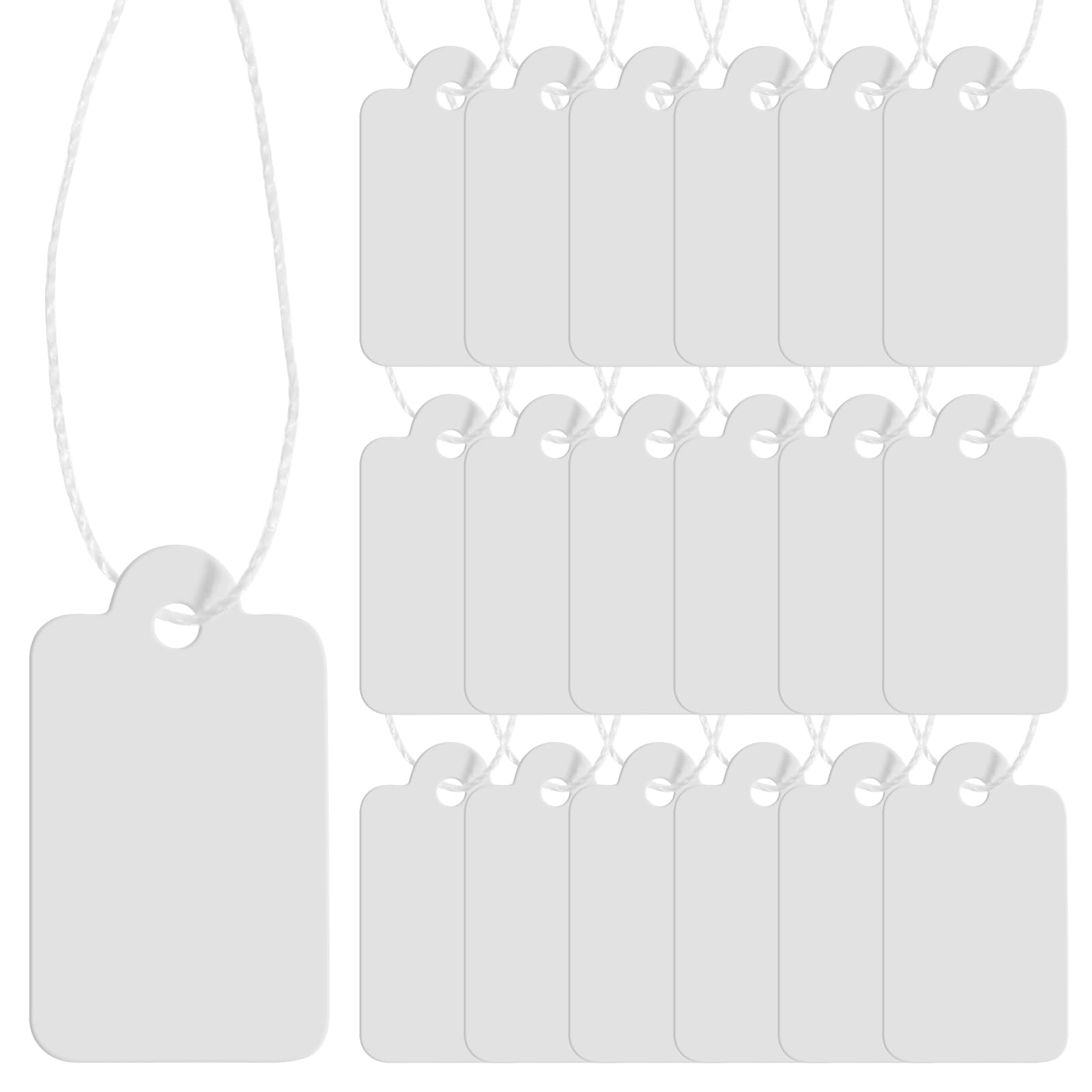 SUPVOX 500Pcs White Price Tags Strung Marking Tags Jewelry Tags Labels With String Attached For Clothes Clothing Jewelry Rings - 23X13Mm