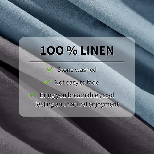 Image of 100% Linen Sheet Set Breathable Natural Linen Sheets 4pcs King Size, Fit Up to 16 inch Mattress
