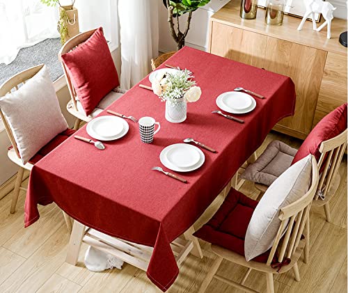 Tovaglia Effetto Lino Idrorepellente 90x90 Cm – Lavabile A 40°C, Rosso, Con Bordo Dritto, Per Uso Interno/Esterno