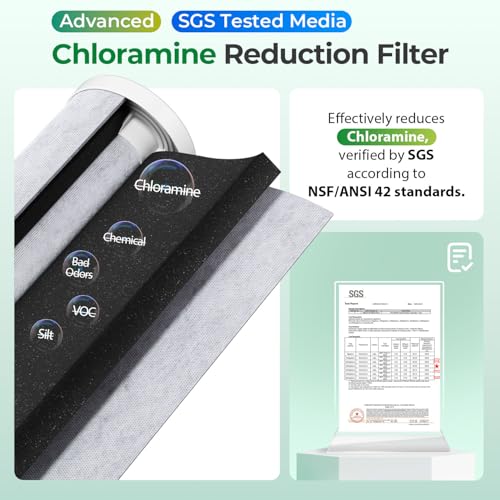 Image of iSpring WGB21B-KSNC Whole House Water Filter System, SGS-Tested to Remove up to 94.4% of Chloramine, 5-Layer Filtration Reduces Heavy Metals, Lead, Chlorine, Sediment, VOC, 10 inch x 4.5 inch Filters