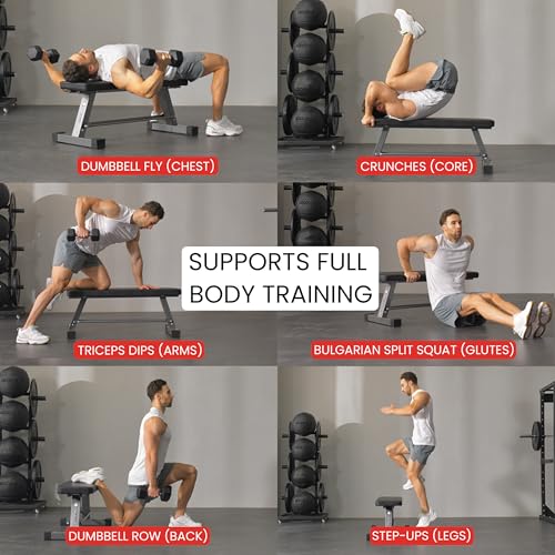 Image of Finer Form Essential Flat Weight Bench for Home Gym, 1,000 lb Capacity